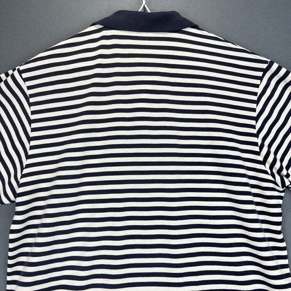 Ralph Lauren Polo Shirt Mens Large Navy Striped Shield Short Sleeve Fine Cotton - Picture 7 of 14